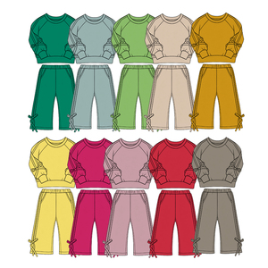 Tuta Sportiva per Bambini OEM in Due Pezzi con Polsini a Costine, Vestibilità Comoda, Tessuto Misto Cotone Traspirante, per Uso Quotidiano, Vendita Diretta dalla Fabbrica - Product Image 2