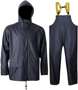 Pêcheur durable personnalisé PU/PVC imperméable travail imperméable veste avec pantalon à bavette pêche commerciale combinaison <span class=keywords><strong>de</strong></span> <span class=keywords><strong>pluie</strong></span> équipement <span class=keywords><strong>de</strong></span> mauvais temps - Product Image 2