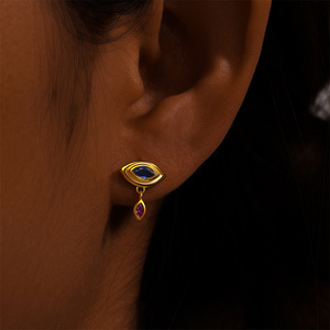 CANNER S925 <b>Sterling</b> <b>Silver</b> <b>Stud</b> <b>Earrings</b> 18K Gold Plated Color Stone Eye Drop <b>Earrings</b> with 5A Zircon 2024 <b>Earrings</b> Wholesale - Product Image 5