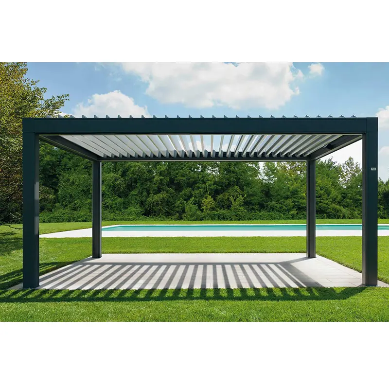 Gazebo in metallo Pergola in alluminio con luci a LED e ventilatore