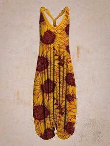 Boho Casual <strong>Jumpsuits</strong> Women Casual Floral Print Rompers Loose Plus <strong>Size</strong> Casual Sleeveless Strappy <strong>Jumpsuit</strong> Vintage Ethnic Style - Product Image 6