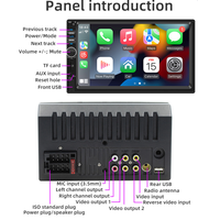 Lecteur MP5 double DIN pour voiture, autoradio sans fil CarPlay Android Auto, écran tactile, lecteur multimédia avec Bluetooth