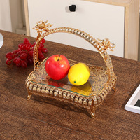 Corbeille à fruits de mariage vintage de style européen classique, ornement en verre, motif floral, décoration exquise et pratique, haute