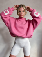 Sweat-shirt oversize pour femme à col montant, imprimé 3D en relief, en molleton de coton, pull décontracté, taille XXXL