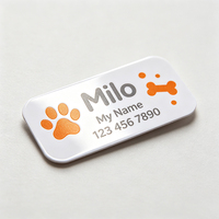 Étiquettes nominatives pour chien Haoxuan, blanches, imperméables, en PP, avec motifs de patte orange et d'os, police arrondie, UV sélectif, autocollants durables pour animaux de compagnie