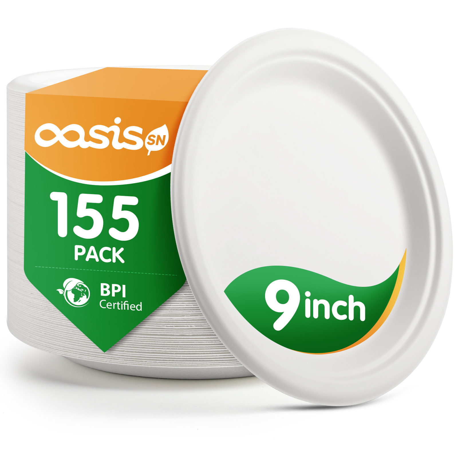 Compostable Paper Plates, Heavy-Duty Biodegradable Disposable Dish Made From Bagasse, Perfeck For Snacks, Desserts, Party