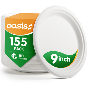 Piatti di Carta Compostabili, Resistenti e Biodegradabili, Realizzati in Bagassa, Perfetti per Snack, Dessert, Feste - Product Image 1