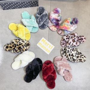 Casa grandi dimensioni 45 stampa leopardo croce <span class=keywords><strong>pantofole</strong></span> <span class=keywords><strong>pelose</strong></span> bambini uomini e donne trascinano casa <span class=keywords><strong>pantofole</strong></span> di cotone - Product Image 1
