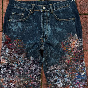 MZN رجالي مخصص مقاس كبير بنطلون جينز فضفاض مطبوع رقميًا أفضل جودة على طراز الشارع الهيب هوب مطبوع جينز مستقيم للرجال - Product Image 3