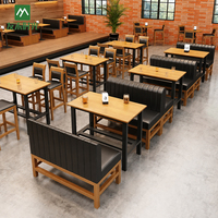 Ensemble de sièges de banquettes en cuir PU pour café, restaurant, hôtel, salon de thé, avec table à manger en bois et chaises – Vente en gros, personnalisable