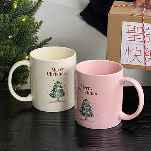 Creative Pink Christmas Tree Cafe Mug Xmas Winter Ceramic Tea Cup Coffee Mug - Product Image 3