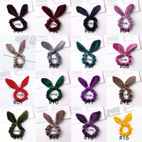 Noeud de cheveux en velours rond à oreilles de lapin, couleur unie, porte-queue de cheval, élastiques à cheveux, chouchous pour femmes et filles