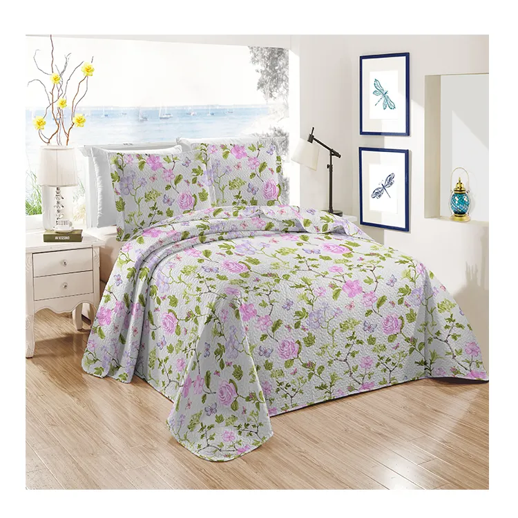 Modern Style Flower Print Soft Bedding Cover Set Polyester Quilt Microfiber Comforter Sets For Home Twin Full Queen King Size