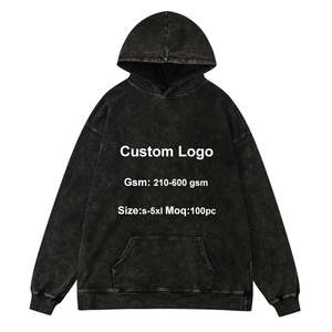 Sudaderas con capucha y sudaderas para hombre de alta calidad 100% algodón en blanco lavado con ácido Sudadera con capucha Unisex Premium Vintage desgastado logotipo personalizado - Product Image 1