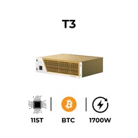 Miner Fluminer T3 SHA-256 ASIC para Bitcoin, 115 TH/s, 1700 W, Carcasa Metálica, Bajo Ruido, Minería Doméstica