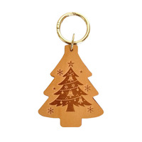Porte-clés sapin de Noël bicolore, accessoire tendance pour sac cadeau, breloque de Noël, pendentif porte-clés en cuir véritable