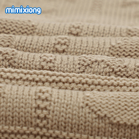 Vente flash - Couverture pour bébé Mimixiong - Motif lapin adorable - Couverture tricotée pour nouveau-né - Couverture d'emmaillotage