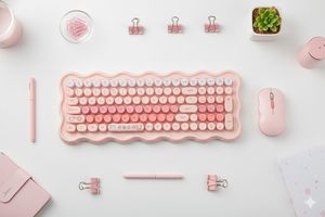 Clavier et souris sans fil ergonomiques ultra-minces 2,4 G à 102 touches, colorés, pour le bureau, la maison, les jeux, périphériques informatiques - Product Image 3