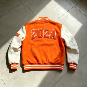 <strong>Mens</strong> Orange Varsity <strong>Jacket</strong> American College Style Chenille <strong>Letter</strong> Embroidery Cotton Blend Body Streetwear Bomber <strong>Jacket</strong> for <strong>Men</strong> - Product Image 2