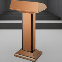 Elegante Atril de Madera y Cobre con Acabado Retro Brillante, Plataforma Ancha para Lectura, para Funerales, Capillas, Recuerdos, Ceremonias Religiosas y Bebés