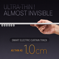 Rail de rideau intelligent automatisé ultra-fin ZSTARR avec éclairage LED intégré, moteur silencieux, commande vocale via application, installation facile