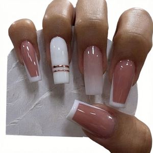 Prix de gros 24 faux ongles à coller G Nail, couleur naturelle transparente, longs, style africain, pour nail art, OEM ODM - Product Image 1