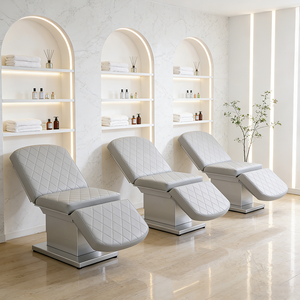 Cama de Spa Facial Eléctrica de Lujo con Base de Metal Plateado y 3 Motores, Muebles Modernos para Salón de Belleza, Cama de Spa Cosmética para Tratamientos de Esteticista - Product Image 1