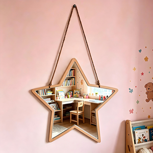 <span class=keywords><strong>Specchio</strong></span> <span class=keywords><strong>da</strong></span> Parete a Forma di Stella in Legno, Decorazione per <span class=keywords><strong>Cameretta</strong></span>, <span class=keywords><strong>Specchio</strong></span> ad Alta Definizione <span class=keywords><strong>da</strong></span> Appendere per Bambini e Stanza dei Bambini - Product Image 2