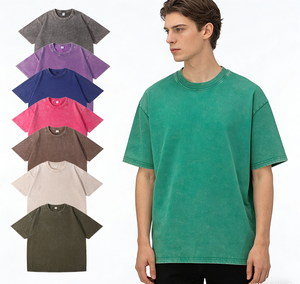 T-shirt promotionnel pas cher personnalisé en coton peigné 100% vierge, délavé vintage, coupe ample et décontractée pour homme - Product Image 2