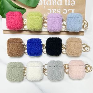 เคส AirPods Pro/Pro2/3/4 แบบ TPU+กำมะหยี่สีพื้น พร้อมพวงกุญแจ ขายส่ง - Product Image 4