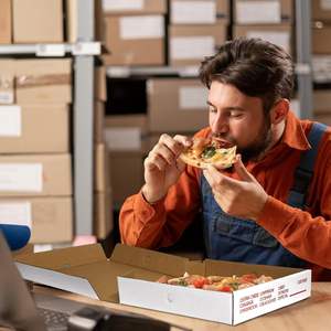 Cajas de Pizza Corrugadas Blancas de 8.4x8.4x1.7 Pulgadas - Contenedores Ventilados Impresos a Color para Pizzas Individuales - Product Image 6