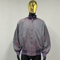 Blouson bomber court zippé pour homme, tissé sur mesure, col montant, coupe ample, effet dégradé de couleur, style streetwear, coupe-vent