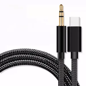 Wholesale Nylon Braided AUX Cable Type C To 3.5mm Jack Audio Cables Headphone Adapter for IP 15 and android smartphones