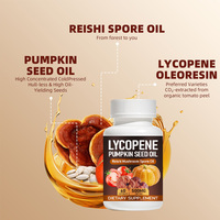 Gélules d'huile de graines de citrouille de qualité GMP avec lycopène et huile de spores de Reishi pour la santé de la peau et des cheveux, antioxydant, complément alimentaire OEM