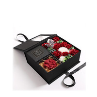 Boîte à fleurs en papier de luxe pour la Saint-Valentin Boîtes d'emballage de fleurs en forme de coeur pour la fête des mères avec fenêtre transparente en PVC