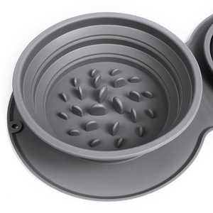 Doppio cane pieghevole portatile da viaggio Pet ciotole Slow Feeder ciotole in Silicone per cani e gatti ciotole per alimenti pieghevoli per animali domestici - Product Image 4