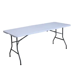 White 80 cm Folding round Plastic HDPE top Table 110 cm height Camping garden banquet outdoor powder steel frame
