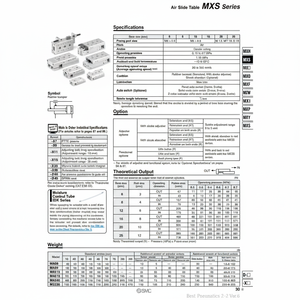 SMC Pneumatics Air Slide <b>Table</b> MXS20-100A - Product Image 1
