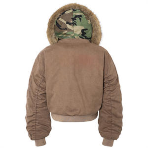 Veste pour <span class=keywords><strong>homme</strong></span> <span class=keywords><strong>de</strong></span> style streetwear, col en fourrure, à capuche, en toile d'hiver, <span class=keywords><strong>double</strong></span> couche, camouflage, fermeture éclair intégrale, 600G, haute qualité, logo personnalisé - Product Image 4