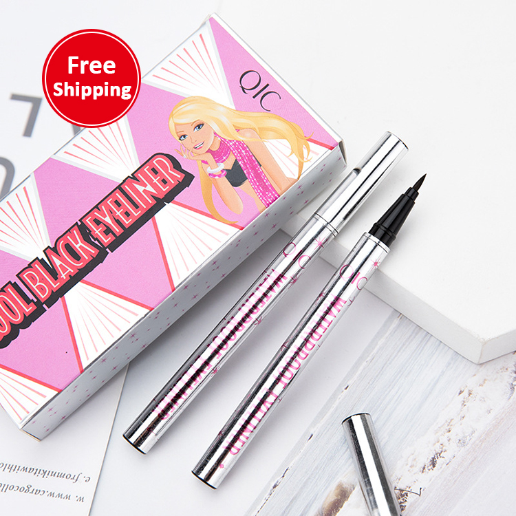 Новинка, черная жидкая подводка для глаз, 36H, водостойкая, быстросохнущая, не размазывающаяся губка, подводка для глаз, макияж