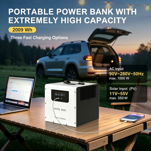 Portable Power Station 1000W Outdoor DC USB Mobile Supply 2000Wh Solar Generator High Power Energy Storage System for Camping