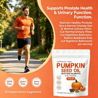 Huile de graines de citrouille pressée à froid et gélules de palmier nain 3000mg 60 unités – Complément pour la santé de la prostate et des cheveux chez l'homme