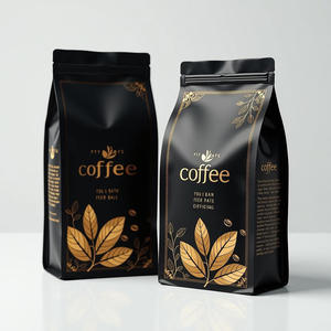 Заводская индивидуальная застежка-молния 12 унций 5 фунтов 250 г 500 г Упаковочные пакеты для кофейных зерен с логотипом с печатью, кофейный мешок с плоским дном с клапаном - Product Image 3