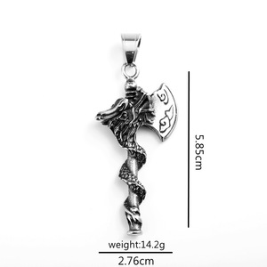 Collier pendentif hache de dragon en acier inoxydable pour homme, design asymétrique double face, bijou cadeau, accessoire de mode - Product Image 5