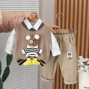 Automne pieds suspendus ours <span class=keywords><strong>pull</strong></span> gilet ensemble pour bébé garçons nouveau Style étranger 1-3 <span class=keywords><strong>ans</strong></span> <span class=keywords><strong>fille</strong></span> vêtements - Product Image 1