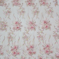 Tissus de dentelle africaine lilas avec fleurs 3D et perles pour robe de mariée