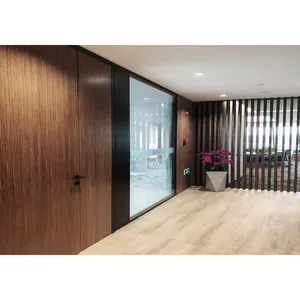 Flexspace 2023 new different aluminum frame and shutter glass partition wall with wooden and aluminium door