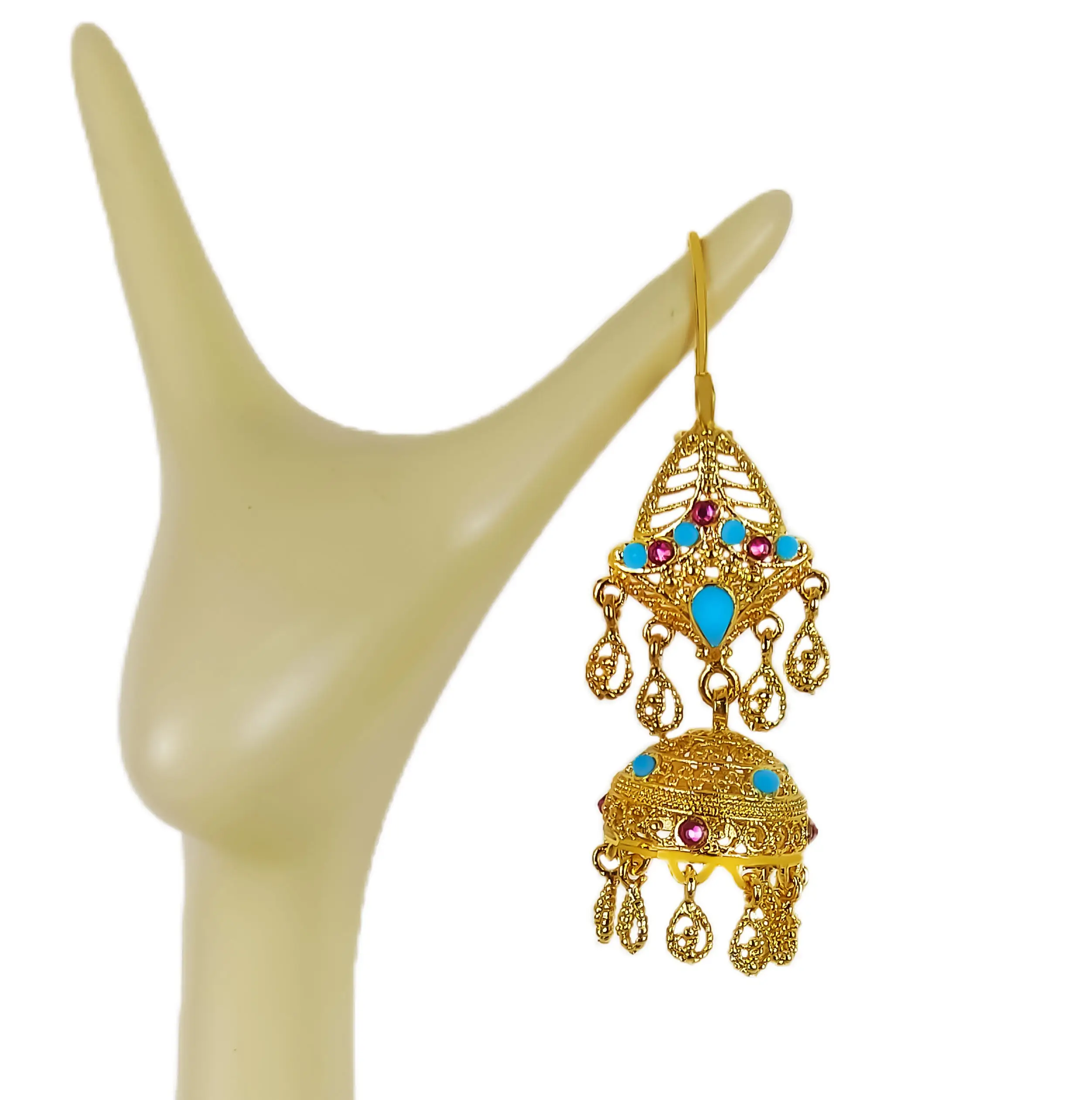 Wholesales विंटेज लंबे लटकन लालटेन घंटी कुंदन Jhumka कान की बाली जातीय रेट्रो प्राचीन चांदी सोने के गहने महिलाओं के लिए लड़कियों