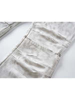 Jeans en denim pour homme, coton décontracté, style streetwear hip-hop, coupe évasée, effet délavé blanc, imprimé, usé, haute qualité, personnalisable, OEM ODM, 2026