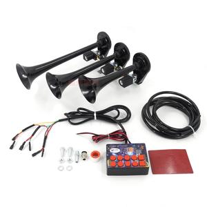 Kit <span class=keywords><strong>de</strong></span> klaxon à air métallique à 3 trompettes 24V 60 tons pour camion, bus, train - Nécessite un réservoir d'air (compresseur non inclus) - Product Image 2